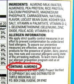 US food allergen labeling applies to the Top 8 allergens. 