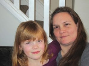 Lynne and Elodia Glover. Elodie has a severe milk allergy and egg allergy. 