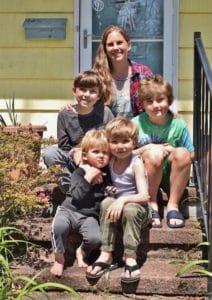 Emily Saganiec with her boys, Ryan,
Dylan, Deacon and Owen.