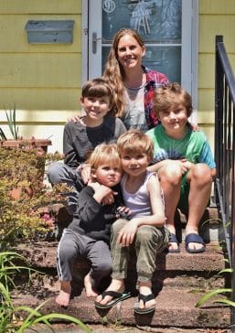 Emily Saganiec with her boys, Ryan,
Dylan, Deacon and Owen.