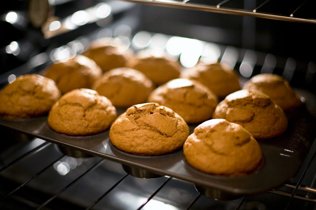 Baked pumpkin muffins just coming out of the oven

baked food challenges